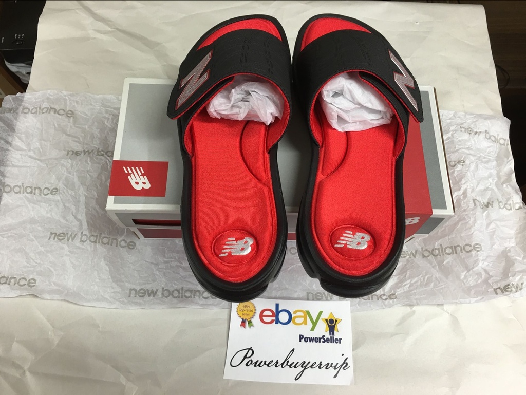 New Balance Mens Plushfoam Slide Sandals Black Red Size 9